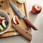 XINZUO Xing Series Hand-forged 5.1 Inches Utility Knife 73-Layer Pattern Damascus Steel - Ultra-Sharp Multi-Purpose Cooking Knife