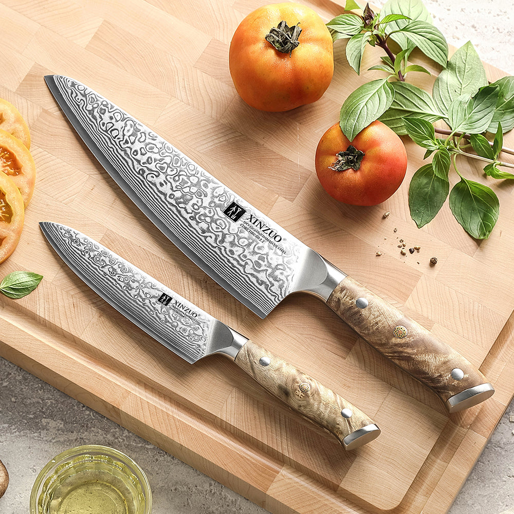 XINZUO Yu Series 2PCS Kitchen Knife Set 67-Layer Damascus Steel Ultra-Sharp 15° Edge,Meat and Vegetable Cutting