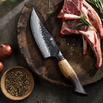 XINZUO 5.9 Inch Viking Knife 67 Layers Damascus Steel with Burnt Oak Handle – Norse-Inspired Tactical & Outdoor Utility Knife