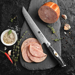 XINZUO 145 Layers Damascus Carving Knife, 8.5 Inches, Ergonomic Handle, Acacia Wooden Gift Box