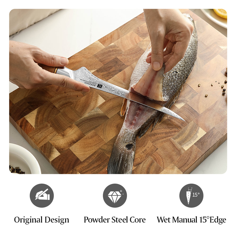 XINZUO Lan Series 73 Layers Damascus Powder Steel 7 inches Fillet Knife