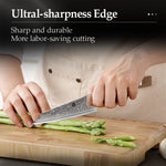 XINZUO Sharp Kitchen Utility Knife 5.3” High Carbon Damascus Steel Knife with Comfort Grip Handle Ideal for Slicing Dicing Chopping