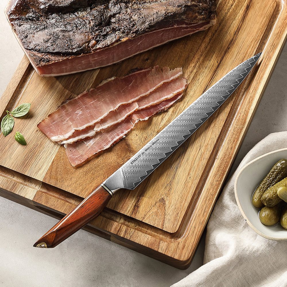 XINZUO Xing Series 10.2 Inches Carving Knife – 73-Layer Damascus Powder Steel, Michelin Star Collaboration, Sustainable Packaging, All-Purpose Culinary Tool