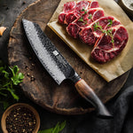 XINZUO 7 Inches 67 Layers Black Damascus Steel Santoku Knife with  Burnt Oak Handle MO-Series