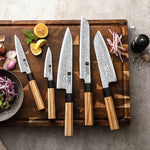 XINZUO 5-Piece Complete Kitchen Knife Set, Custom 67 Layer Damascus Steel Blade,Olive Wood Handle, For Home Daily Food Prep