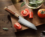 XINZUO Zhen XZ05 Series ZDP-189 Powder Steel Kiritsuke Chef Knife 6.5 Inch, Made of Three-layer Composite Steel, Hardness Reaches 65-67HRC, Desert lronwood Octagonal HandIe
