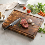 XINZUO Large Reversible End Grain Cutting Board - Acacia Wood with Juice Groove,Drain TPR Feet & Gift Box, Size 19.1" x 14" x 1.5"