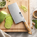 XINZUO Professional Chinese Meat Cleaver Knife - Triple-Layer Composited Steel with Olive Wood Handle, Razor Sharp & Ergonomic Design-PIN Series