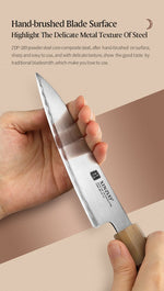 XINZUO Zhen XZ05 Series ZDP-189 Powder Utility Knife 5.5 Inch, Made of Three-layer Composite Steel, Hardness Reaches 65-67HRC, Desert lronwood Octagonal HandIe