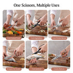 XINZUO 5Cr15 Stainless Steel Multifunctional Kitchen Scissors – One-Piece Solid Construction, Detachable & Ergonomic (Black/Silver/Bronze)