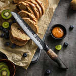 XINZUO 8.5 Inches 67 Layers Black Damascus Steel Bread Knife with  Burnt Oak Handle MO-Series