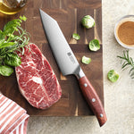 XINZUO 6.2”Sharp Kitchen Bunka Knife 3-Layer Composite Steel Comfort Red Wood Handle, Multipurpose Cooking Knife