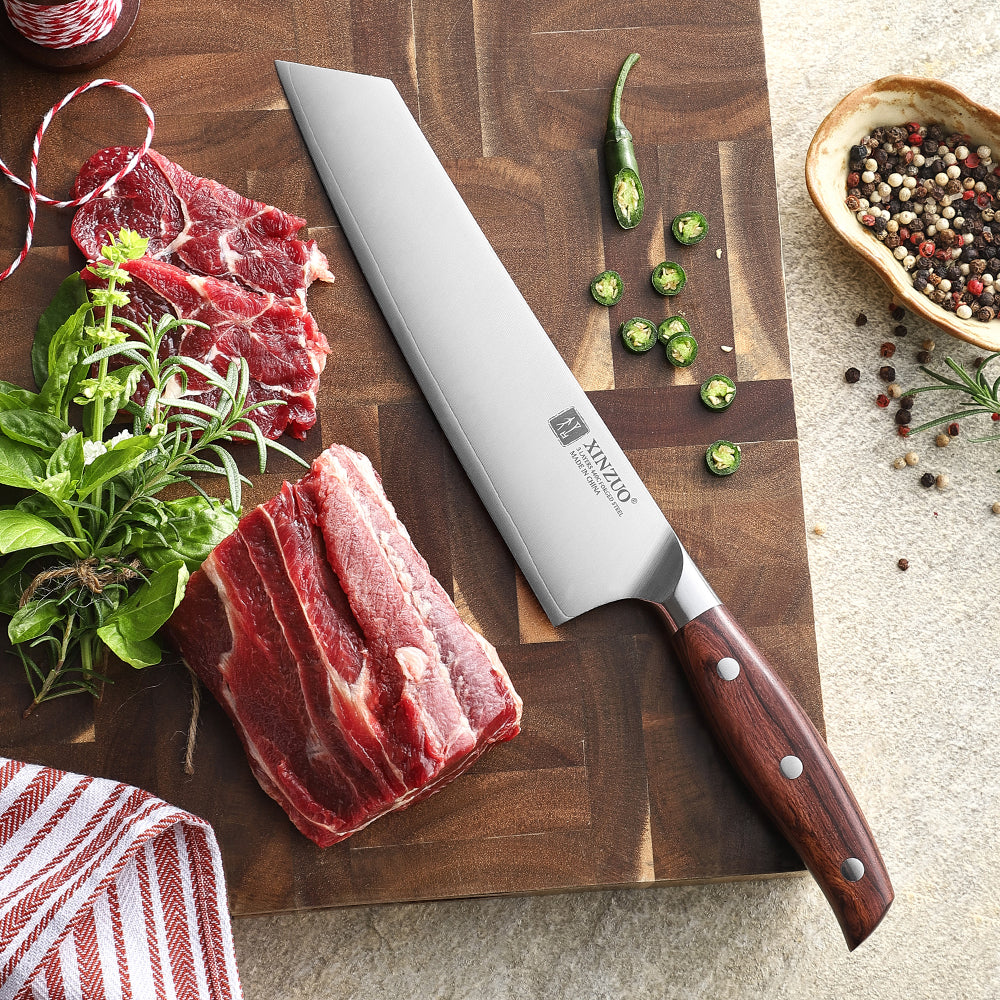 XINZUO 8.1 Inches Bunka Knife 3 Layers Composite Steel Razor Sharp Kitchen Knife