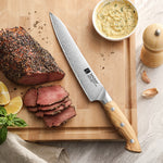 XINZUO Professional Carving Knife - Triple-Layer Composited Steel with Olive Wood Handle, Razor Sharp & Ergonomic Design-PIN Series