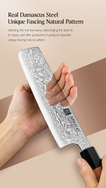 XINZUO PM8 Series 67 Layers Damascus Powder Steel Nakiri Knife 7 inches