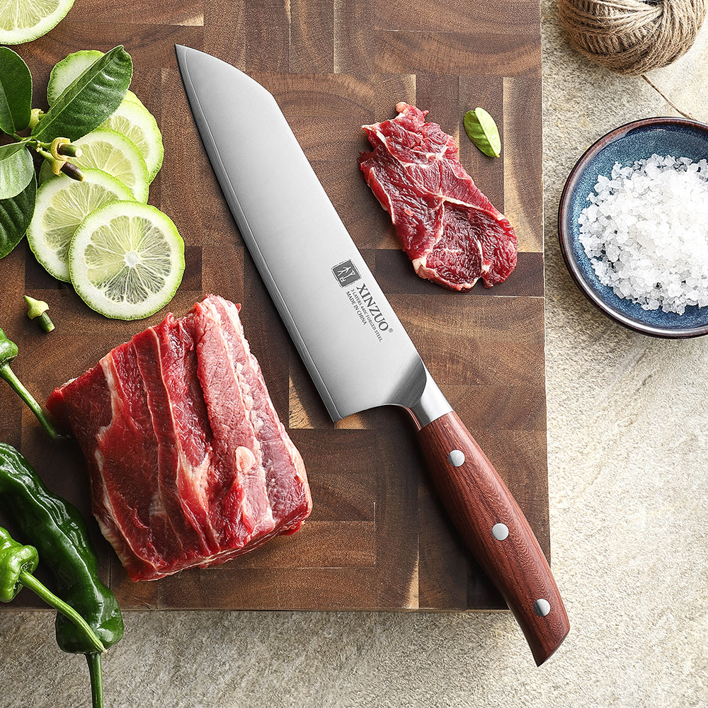 XINZUO Sharp And Durable Santoku Knife 440C Steel Core Hardness 60±1HRC