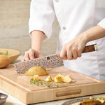 XINZUO 7.2 Inches Nakiri Knife, 53-Layer Tri-Color Copper Damascus Steel,Rosewood Handle,Acacia Wooden Gift Box Packing