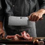 XINZUO 6.9 Inches Bone Chopper, 110 Layers Damascus Steel, High Hardness Kitchen Knife, Suitable for Daily Kitchen Chops