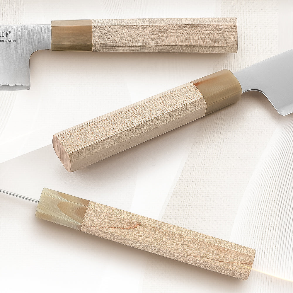 XINZUO 7.5 Inches Santoku Knife, Japanese Aogami #2 Steel, 62-64HRC, Ergonomic Octagonal Handle, Exquisite Gift-Ready Packaging