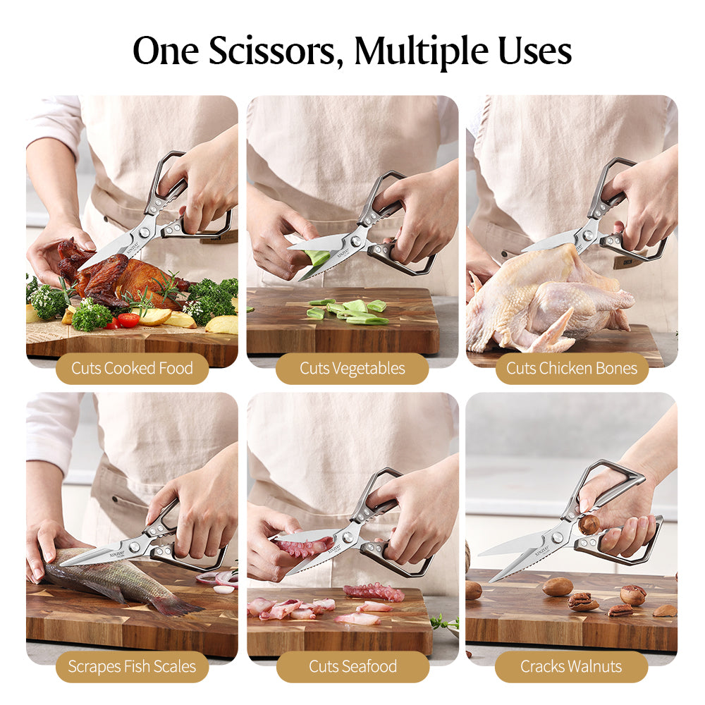XINZUO 1PC Kitchen Knife Multifunctional & Innovative Design 14C28N Stainless Steel Aluminum Alloy Handle