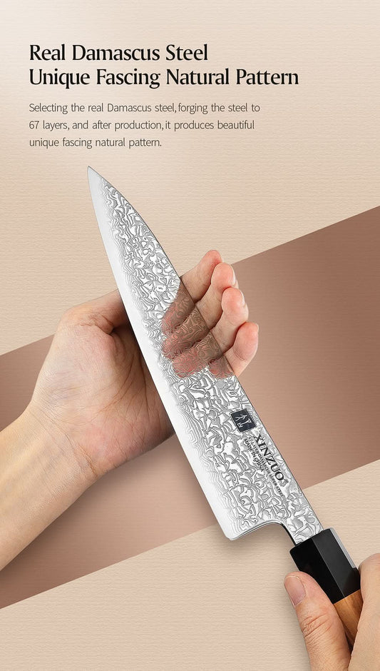 XINZUO PM8 Series 67 Layers Damascus Powder Steel Chef Knife 8.5 inches