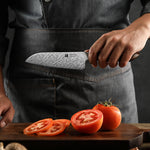 XINZUO 5.5" Santoku Knife – 110-Layer Dual-Core Damascus Steel,Desert Ironwood Handle