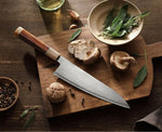 XINZUO Zhen XZ05 Series ZDP-189 Powder Steel Chef Knife 8.5 Inch, Made of Three-layer Composite Steel, Hardness Reaches 65-67HRC, Desert lronwood Octagonal HandIe