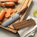 XINZUO Xing Series Professional 7.2”Nakiri Knife Damascus Steel Blade 14Cr14MoVNb Steel Core - Chopping Meat and Fruit