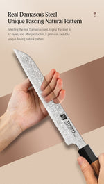 XINZUO PM8 Series 67 Layers Damascus Powder Steel Bread Knife 8.5 inches
