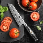 XINZUO 145 Layers Damascus Santoku Knife, Ergonomic Handle, Acacia Wooden Gift Box