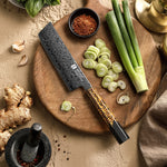XINZUO 6.9”Nakiri Knife 49-Layer Damascus Kitchen Knife, ZDP-189 Steel Core DLC Coated Ultra Sharp Kitchen Knife