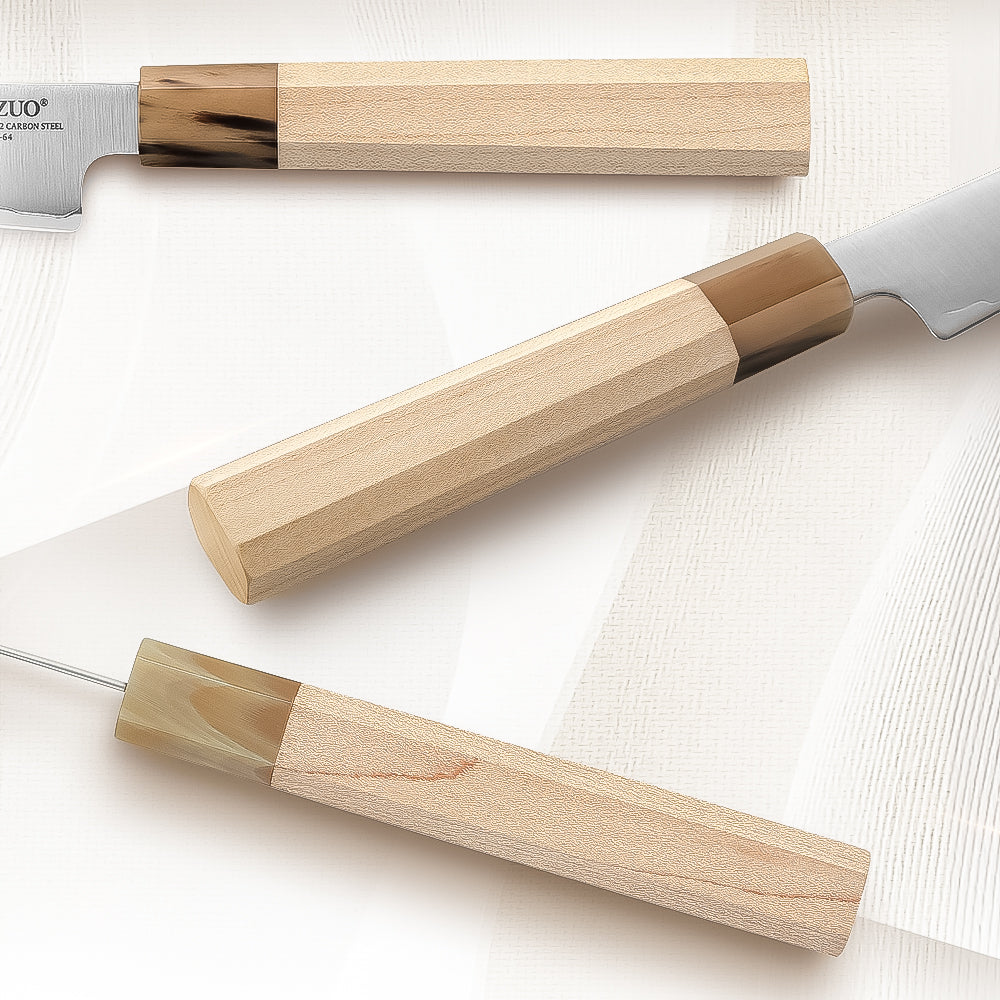 XINZUO Paring Knife Aogami No.2 Composite Steel, 3-Layer Sanyo Riki Blade 62-64HRC, Japanese Kitchen Knife