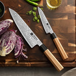 XINZUO 2PCS Knife Set, 67 Layers Damascus Steel Kitchen Knives, 10Cr15CoMoV Steel Core, Ergonomic Handle, Multipurpose Prepping Knives
