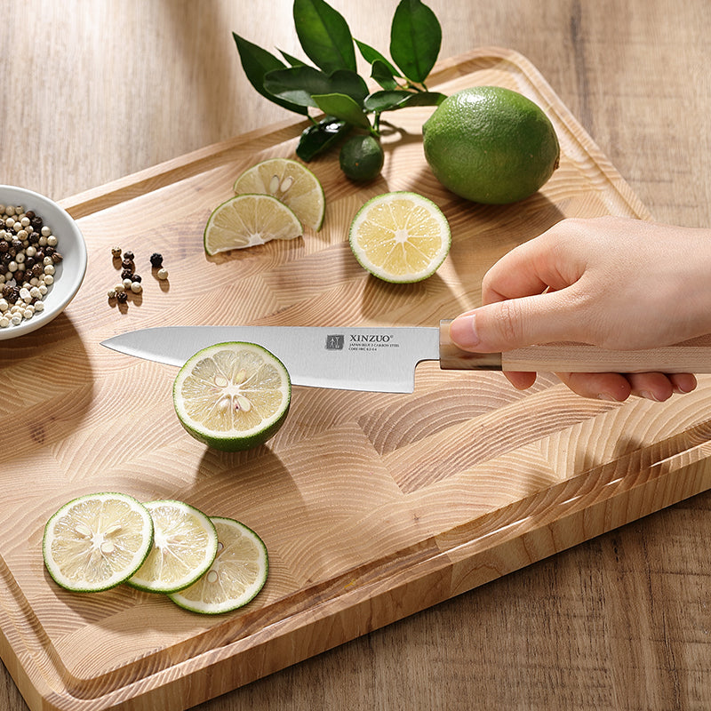 XINZUO 5.5 Inches Kitchen Utility Knife, Japanese Aogami #2 Steel, 62-64HRC, Ergonomic Octagonal Handle, Exquisite Gift-Ready Packaging
