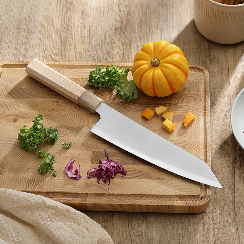 XINZUO 8.5 Inches Kiritsuke Knife/Gyuto Chef knife/Bunka Knife, Japanese Aogami #2 Steel, 62-64HRC, Ergonomic Octagonal Handle, Exquisite Gift-Ready Packaging