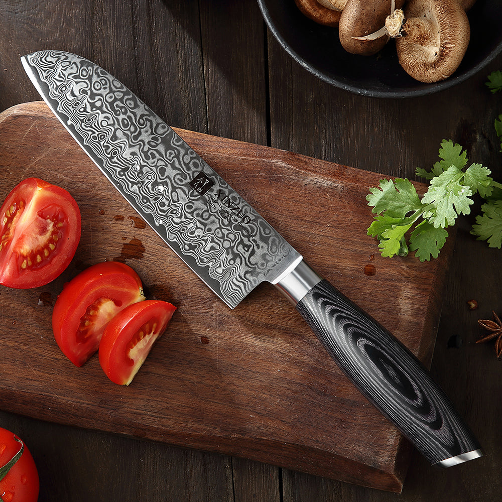 XINZUO 7 Inch 67 Layers Damascus Steel  Santoku Knife-Ya Series