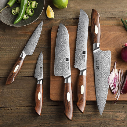 XINZUO 5-Piece  110 Layers Damascus Steel Kitchen Knife Set-Jiang Series