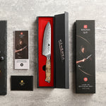 XINZUO Customized 5.2'' Inch Utility Knife 67-Layer Damascus Steel With Figured Sycamore Wood Handle Perfect Gift For Cooks