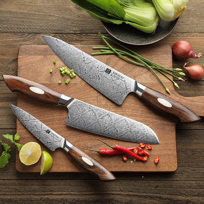 XINZUO 3-Piece  110 Layers Damascus Steel Kitchen Knife Set-Jiang Series