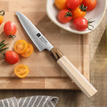 XINZUO Paring Knife Aogami No.2 Composite Steel, 3-Layer Sanyo Riki Blade 62-64HRC, Japanese Kitchen Knife