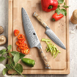 XINZUO Yu Series 2PCS Kitchen Knife Set 67-Layer Damascus Steel Ultra-Sharp 15° Edge,Meat and Vegetable Cutting