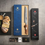 XINZUO 8 Inches 67 Layers Japanese AUS-10 Damascus Steel Serrated Knife/Bread Knife-Jiang Series