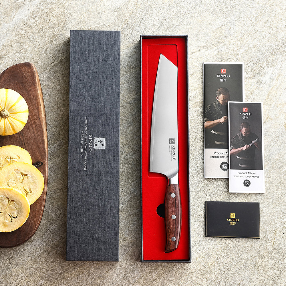 XINZUO 8.1 Inches Bunka Knife 3 Layers Composite Steel Razor Sharp Kitchen Knife