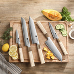 XINZUO 5PCS Japanese Aogami No.2 Steel Knife Set,Core Hardness 62-64HRC,Professional Kitchen Knife Set