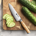 XINZUO Kitchen Knife 5.2 Inches Utility Knife Classic Design Slice Premium Olive Wood Handle Shred or Dice