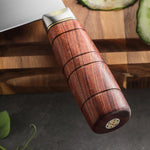 XINZUO 8 Inches Chinese Slicing Knife, 3 Layers Clad Steel with Red Wood Handle & Copper Rivets, 58~60HRC - FU Series