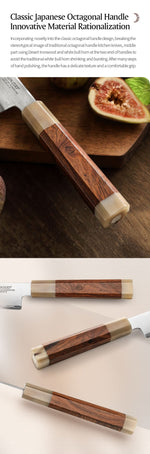 XINZUO Zhen XZ05 Series ZDP-189 Powder Utility Knife 5.5 Inch, Made of Three-layer Composite Steel, Hardness Reaches 65-67HRC, Desert lronwood Octagonal HandIe