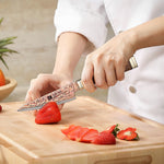 XINZUO 4 Inches Paring Knife, 53-Layer Tri-Color Copper Damascus Steel,Rosewood Handle,Acacia Wooden Gift Box Packing