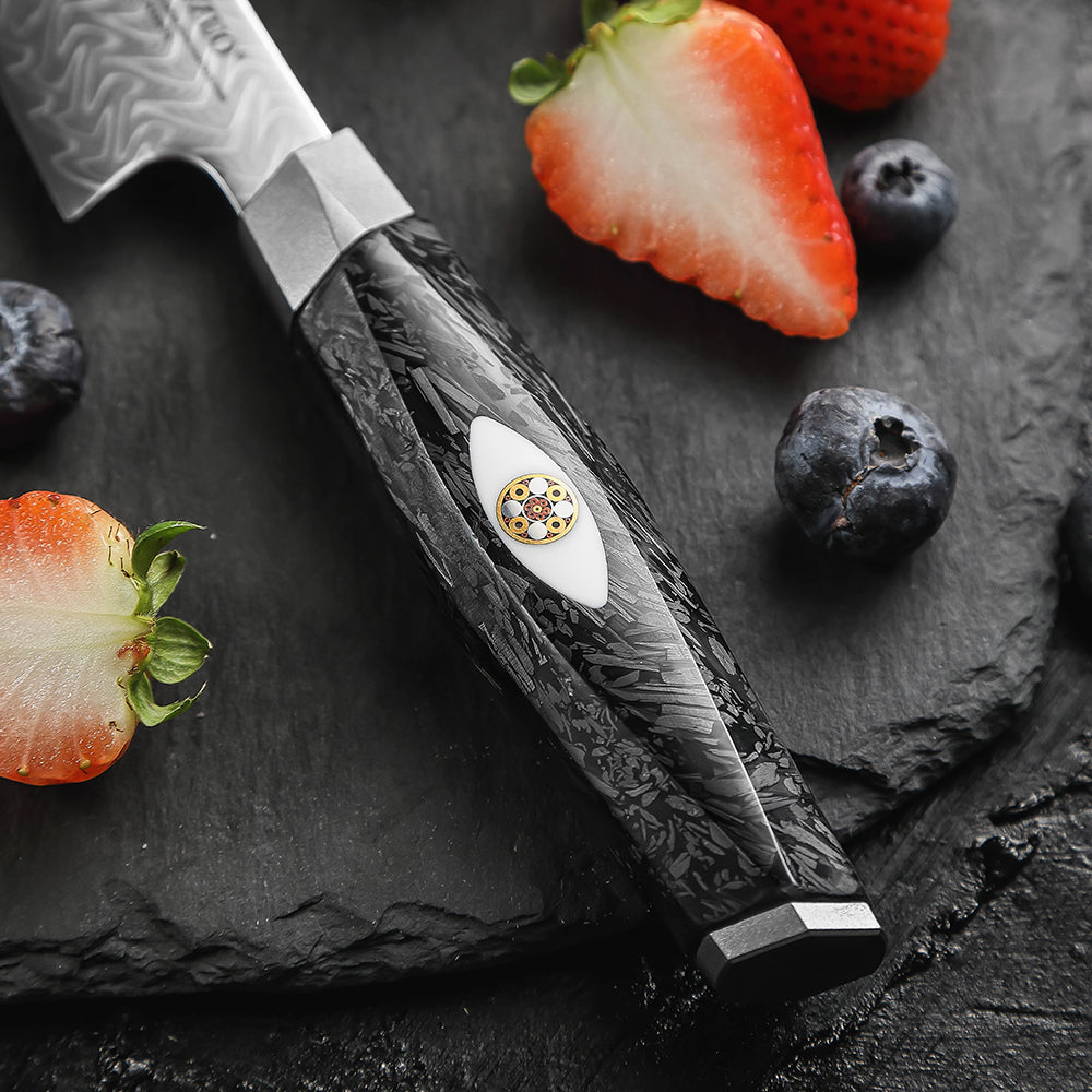 XINZUO Utility Knife Premium M390 Powder Steel With Damascus Pattern Multi-purpose Kitchen Knife Sharp and Durable