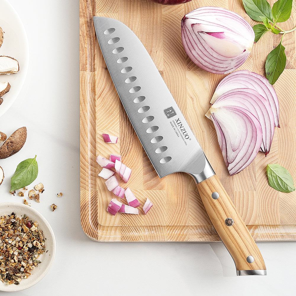 XINZUO Durable And Sharp 7.1 Inches Santoku Knife Japanese Kitchen Knife Hardness 56-58 HRC - A Good Choice for Gifts